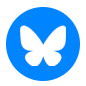 White butterfly icon on blue background