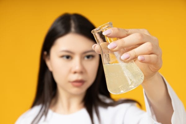 a girl of asian appearance a doctor, a laboratory technician