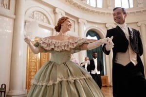 couple dancing together enjoying ball in palace