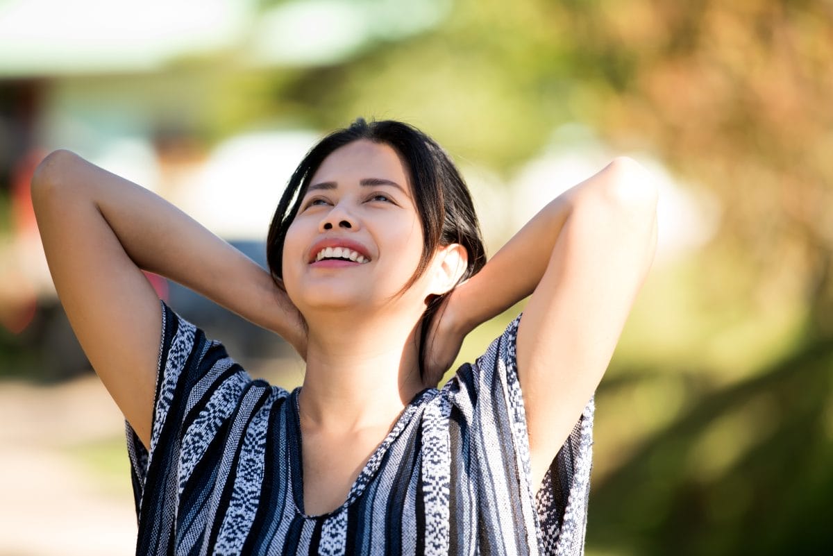 happy women in nature background