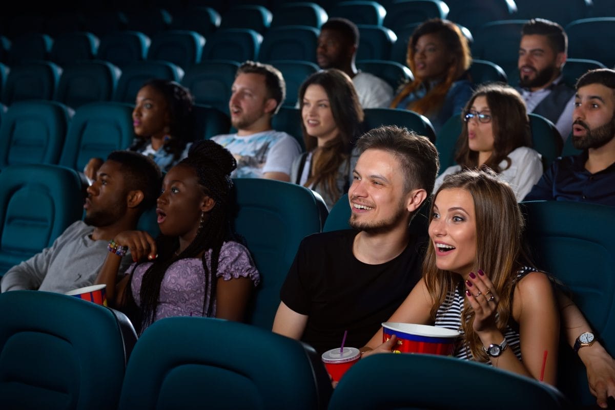 lovely young couple on a date at the cinema