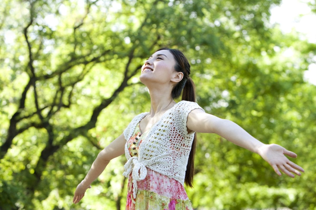 relaxed young chinese woman