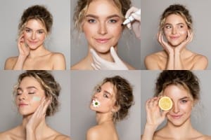 beautiful woman demonstrating natural skin care routine