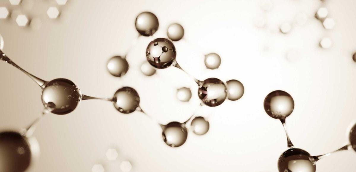 Sepia-toned molecular structure with connected spheres